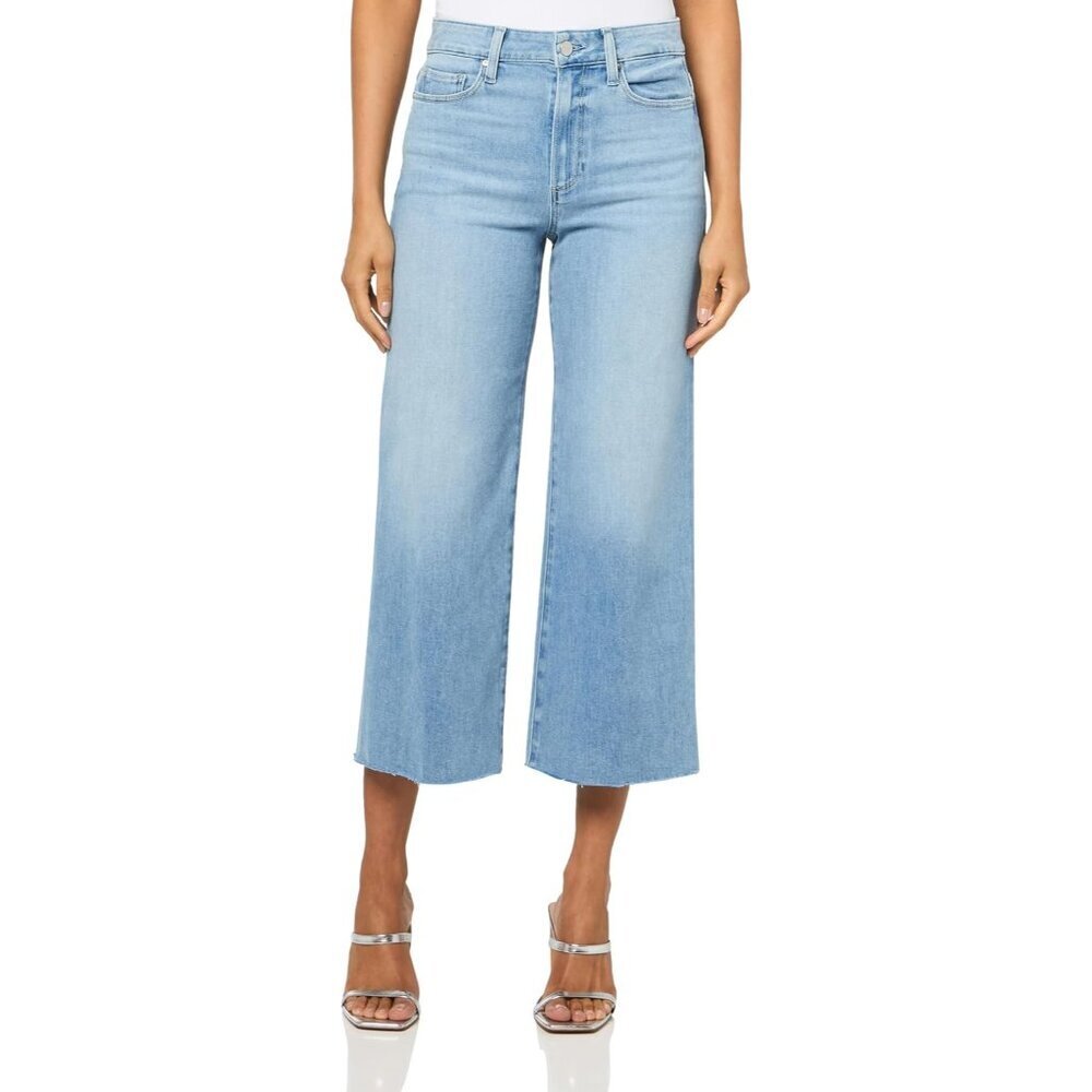 Womens Raw Hem Anessa Petite Wide Leg Jeans Cotton Spandex Casual Fit - Picture 1 of 3